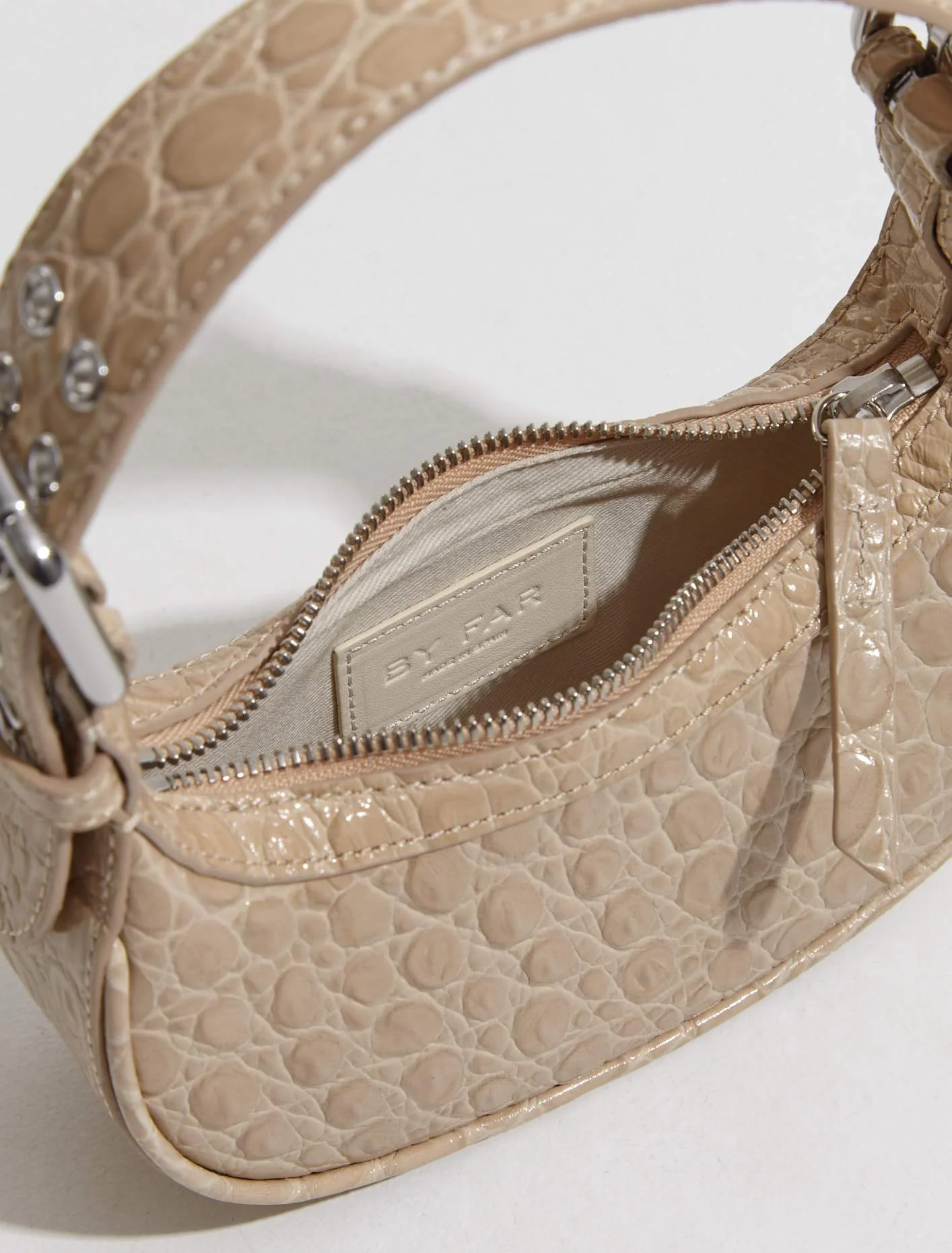 Mini Soho Circular Croco Embossed Leather Bag in Kraft - Image 4