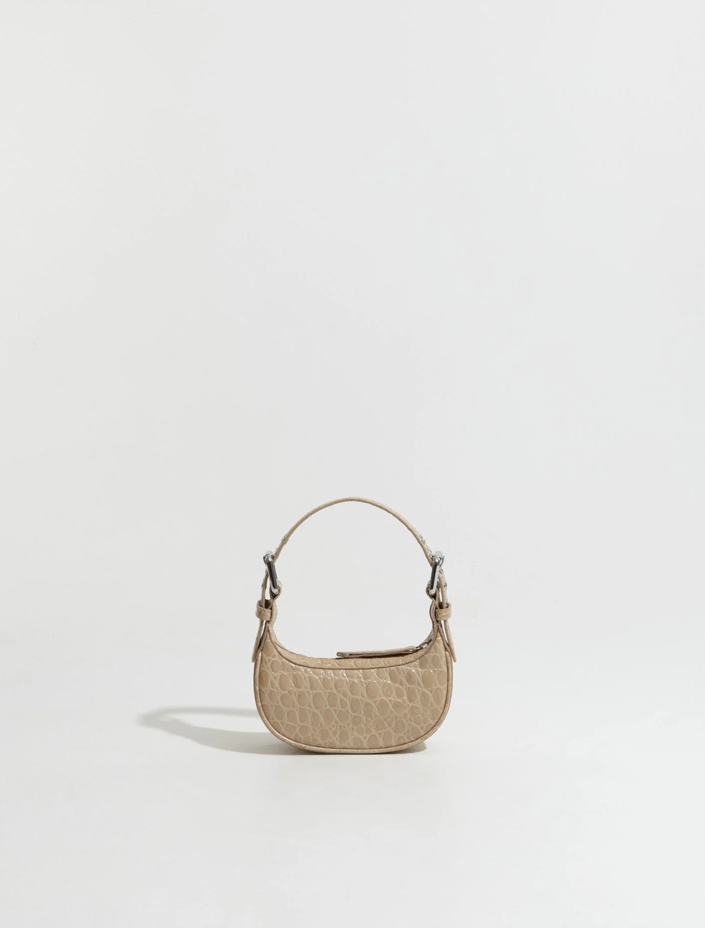 Mini Soho Circular Croco Embossed Leather Bag in Kraft - Image 5