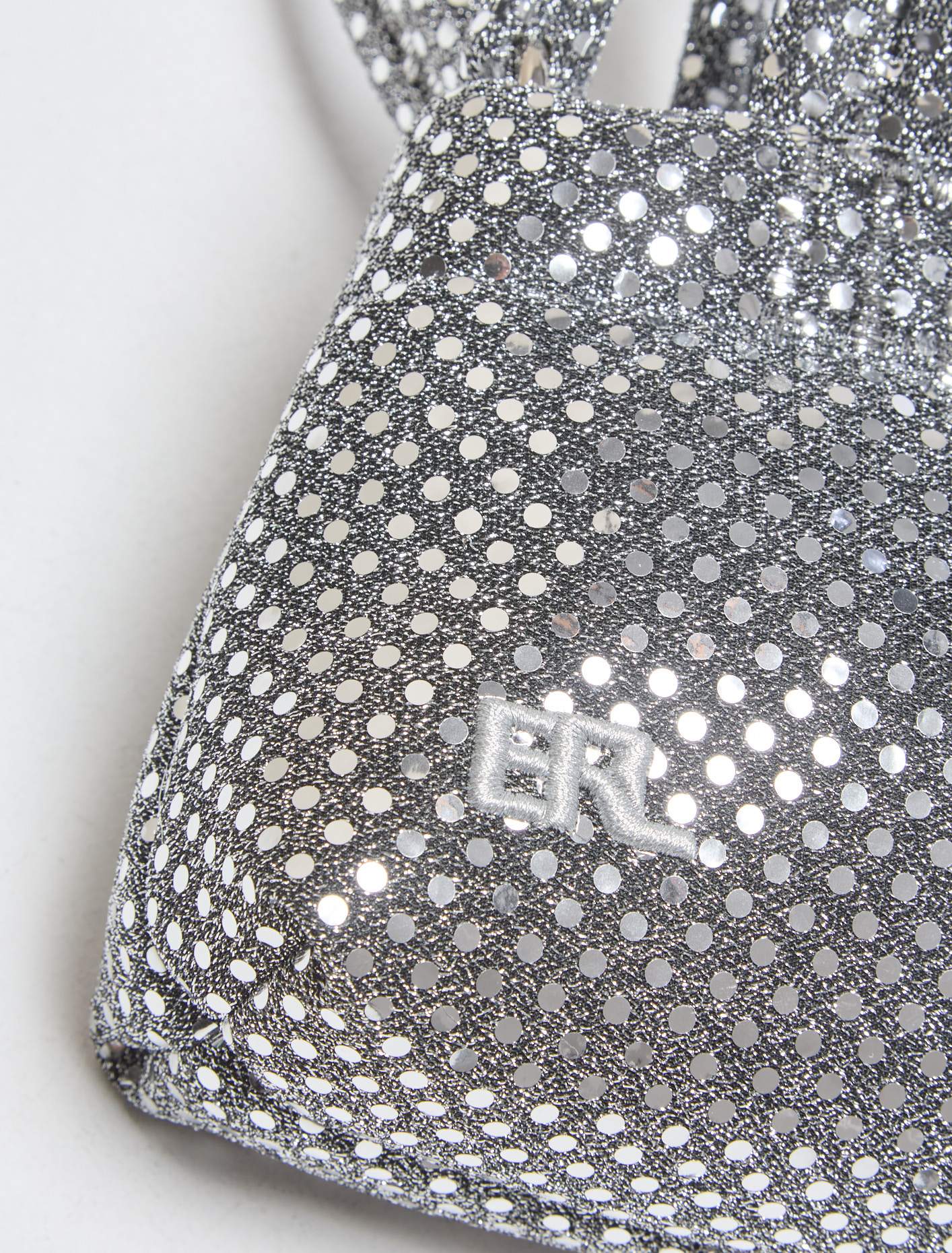 Mini Woven Sequins Puffer Bag in Silver - Image 3