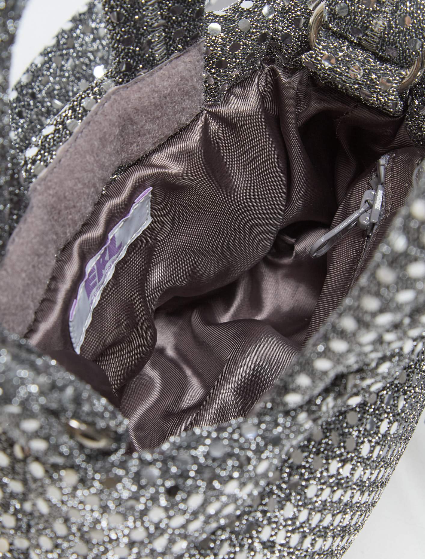 Mini Woven Sequins Puffer Bag in Silver - Image 4