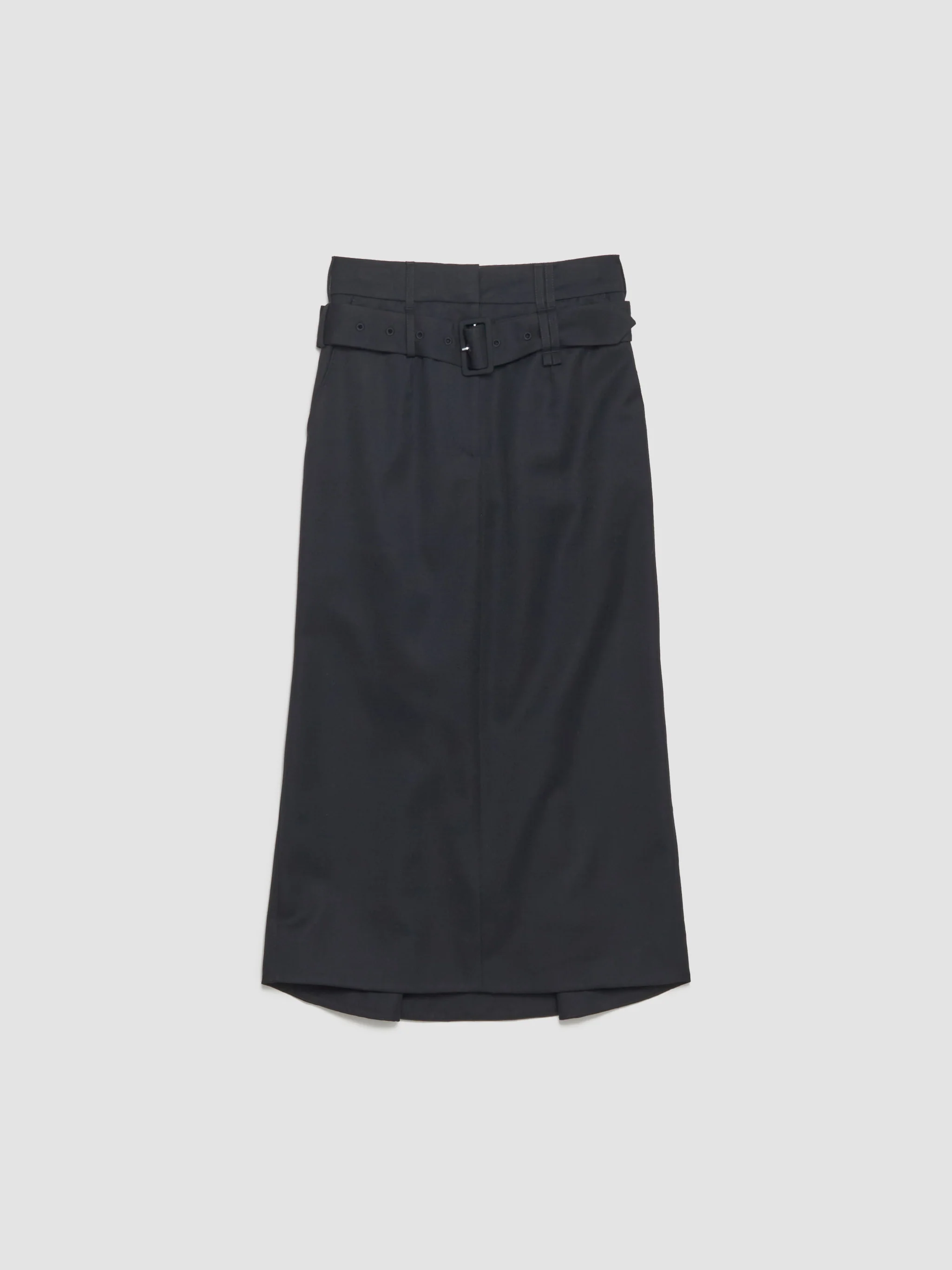 Multi Belt Loop Kick Back Skirt in Black - Image 3