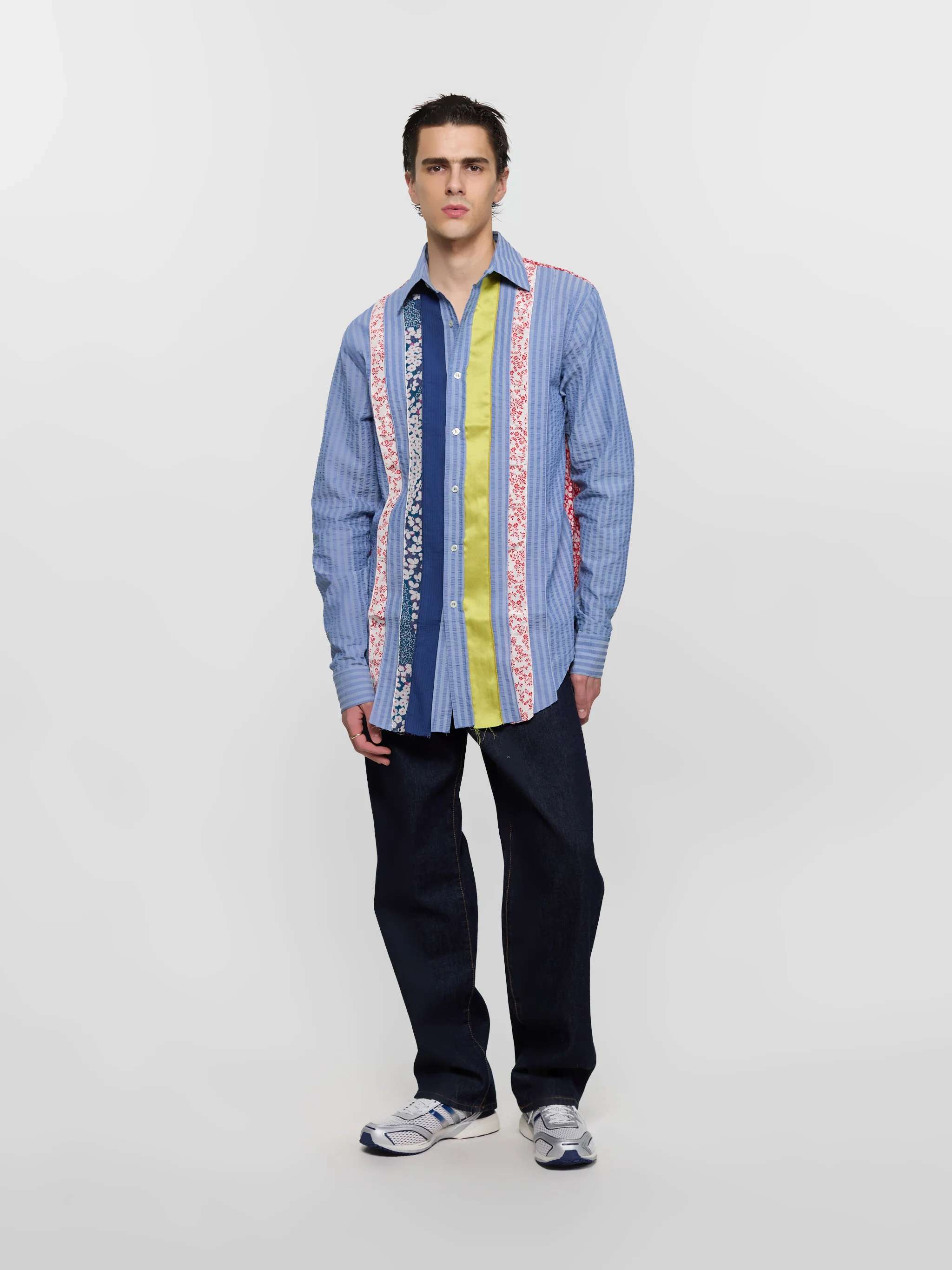 Patch & Slash Shirt in Blue & Multi - Image 4