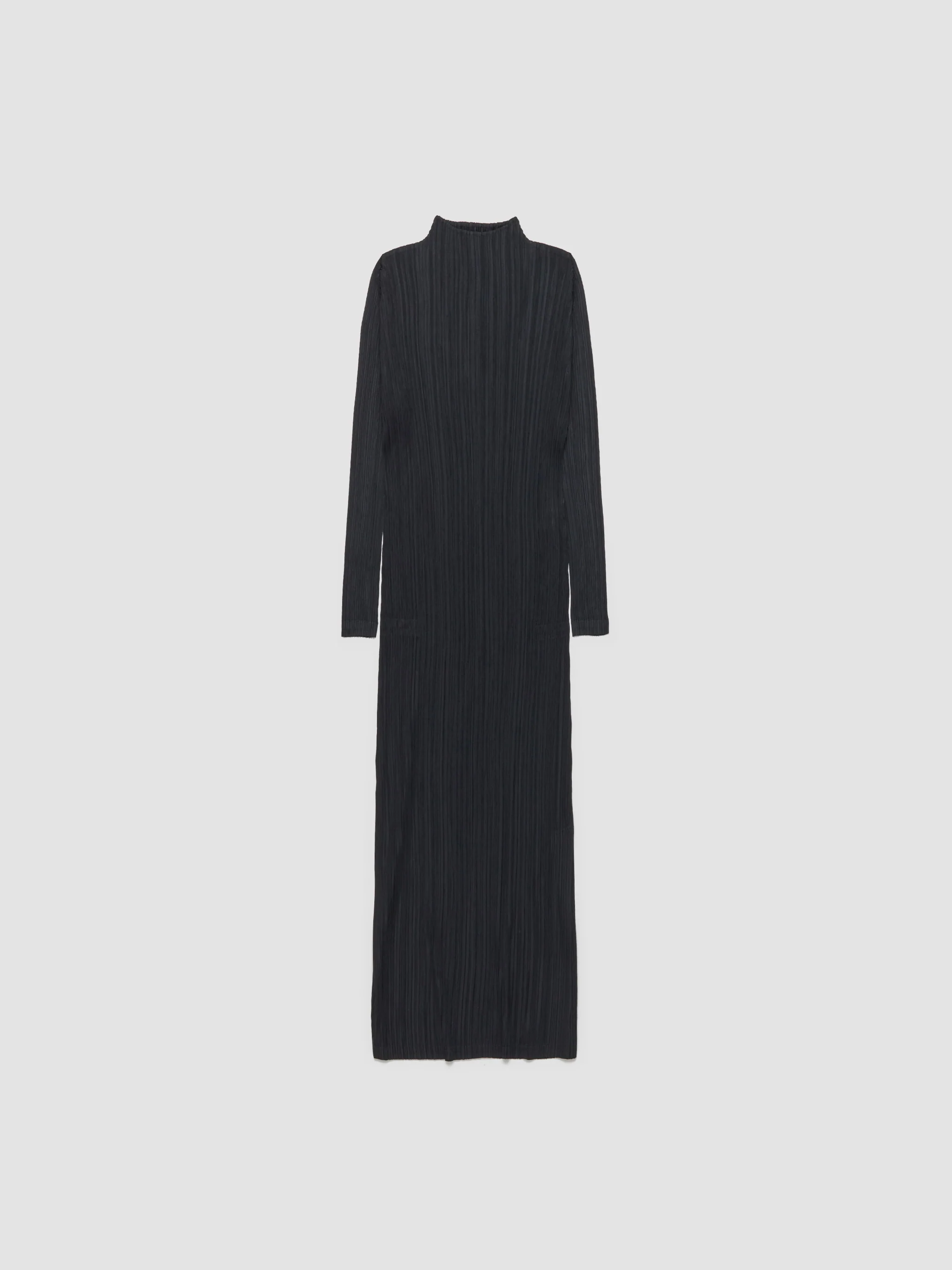 Pleated Long Sleeved Dress in Black - Image 4