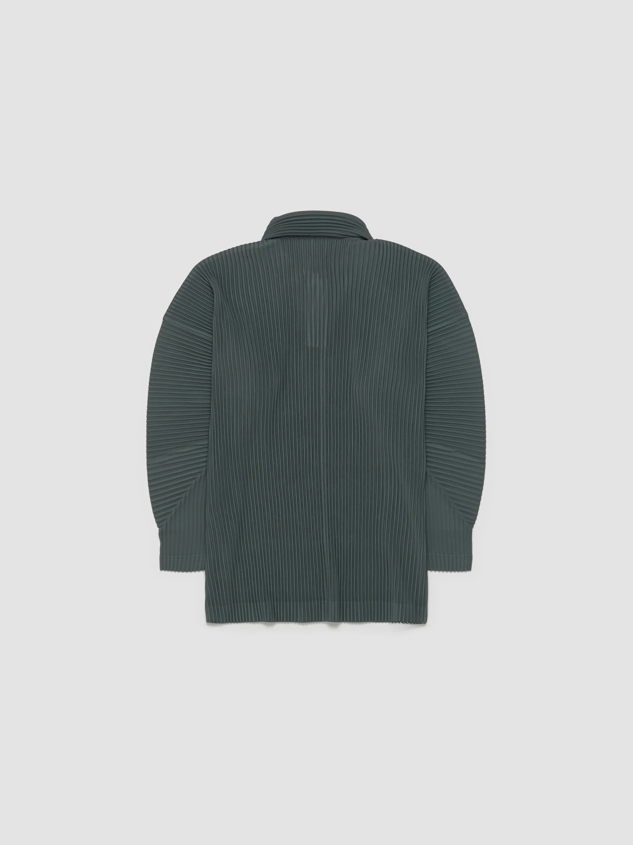 Pleated Polo Shirt in Moss Green - Image 4