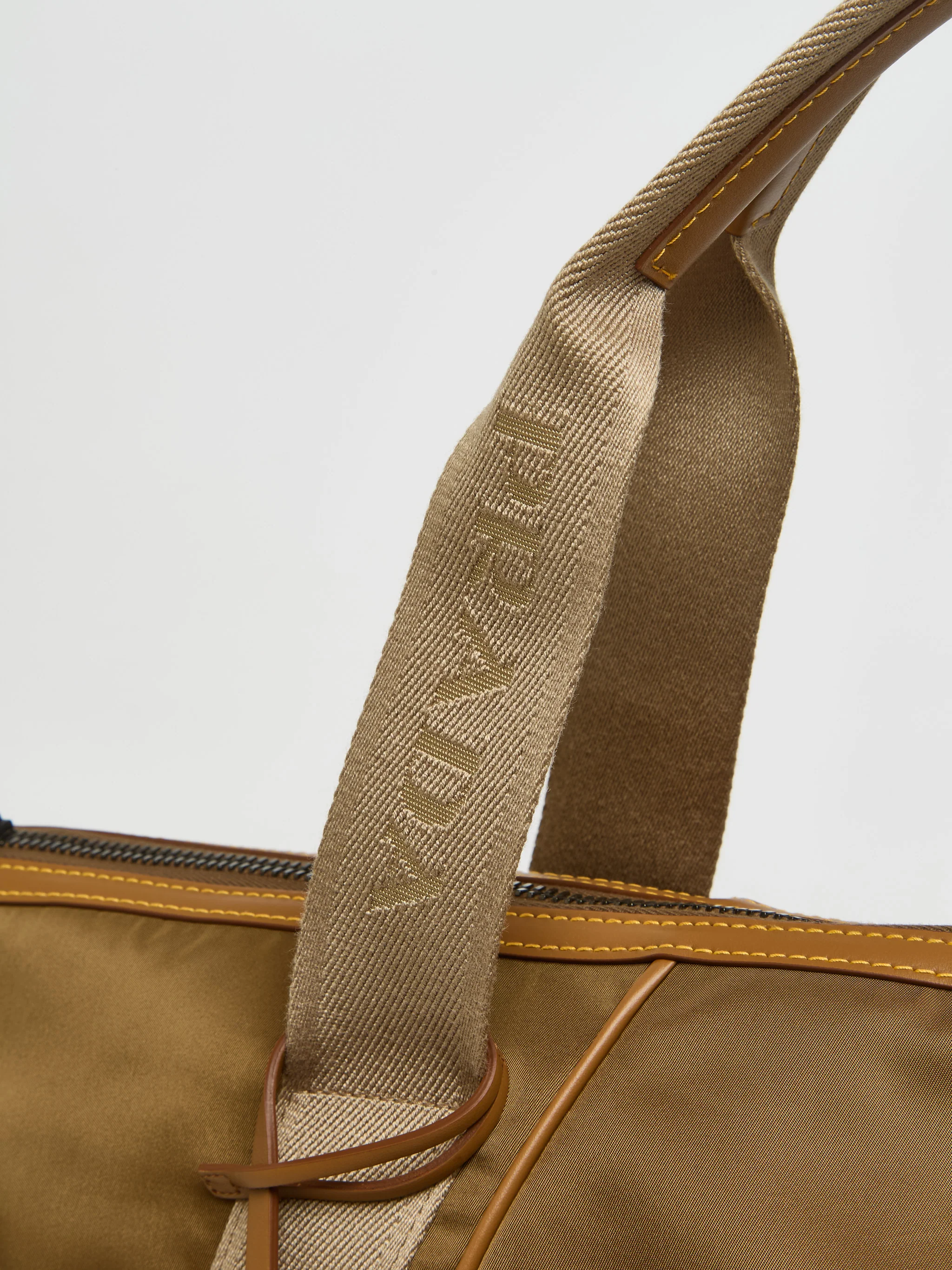 Re-Nylon and Leather Travel Bag in Cork - Image 3