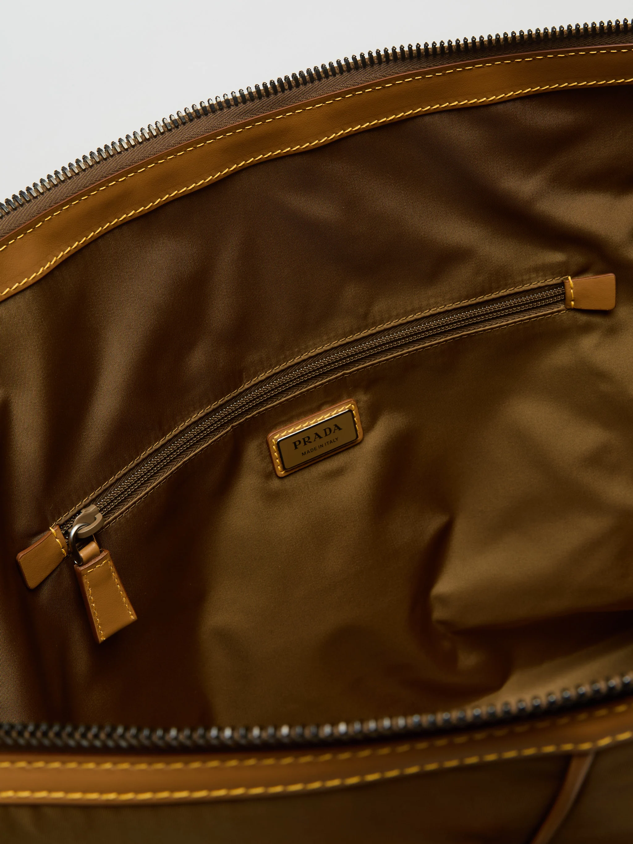 Re-Nylon and Leather Travel Bag in Cork - Image 5