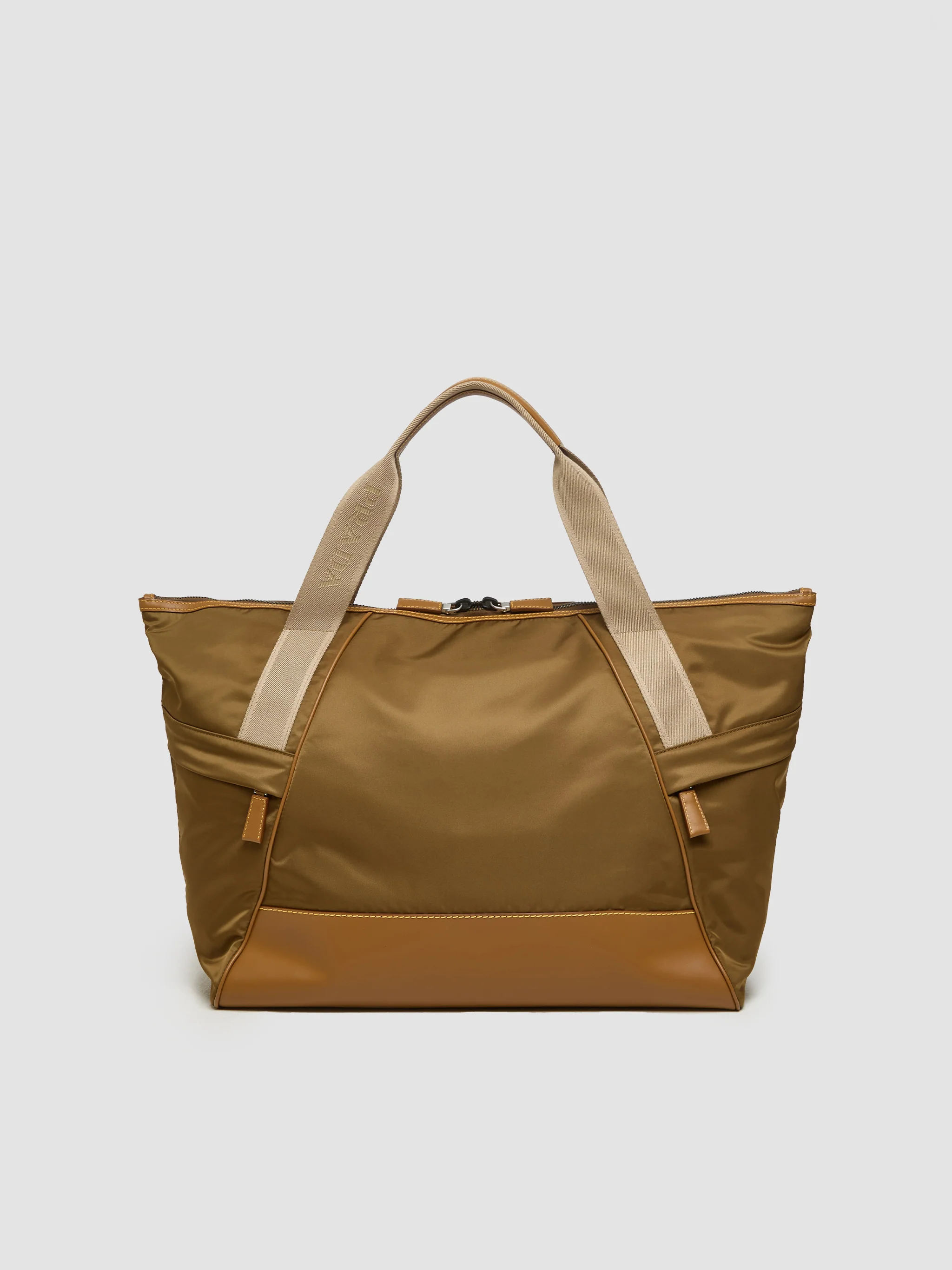 Re-Nylon and Leather Travel Bag in Cork - Image 6