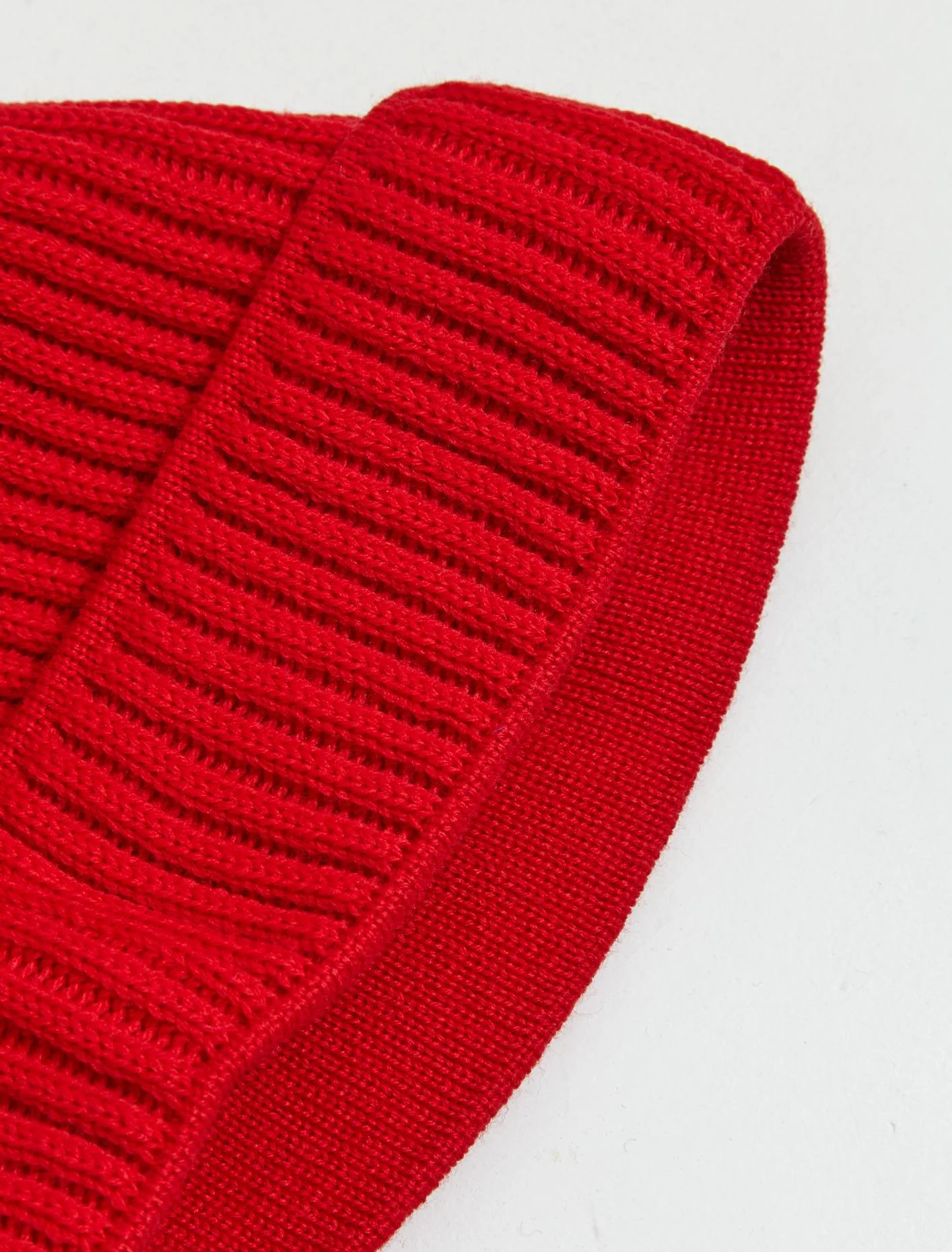 Ribbed Knit Beanie in Red - Image 4