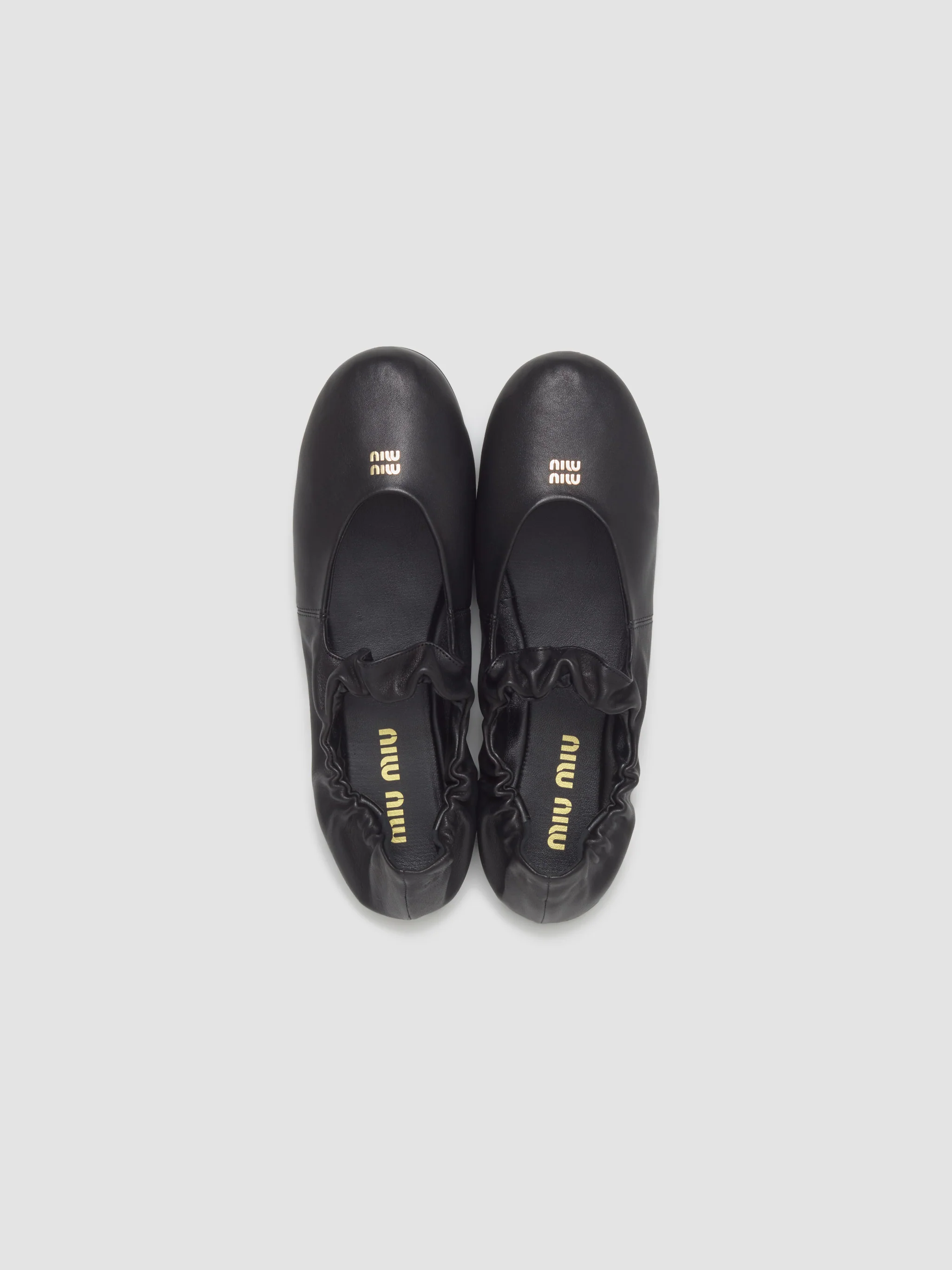 Ruches Nappa Leather Ballerinas in Black - Image 4