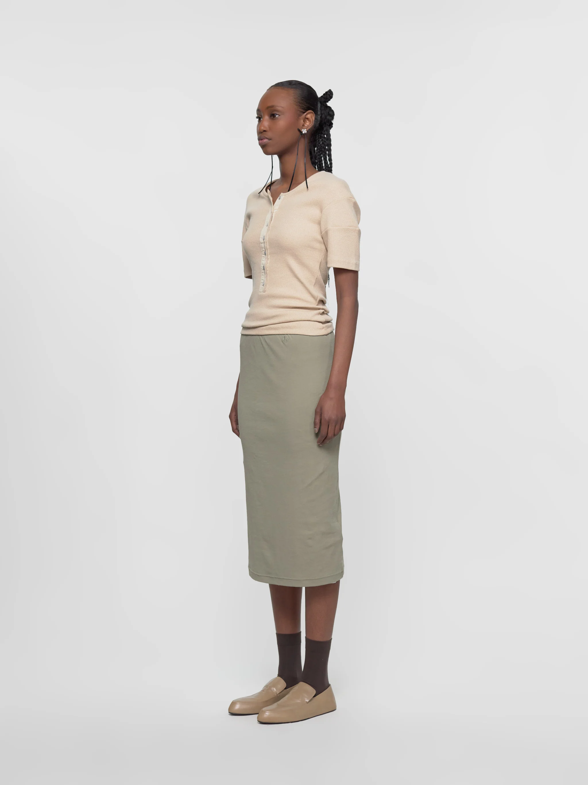 Set of Three Midi Skirts in Olive - Image 4
