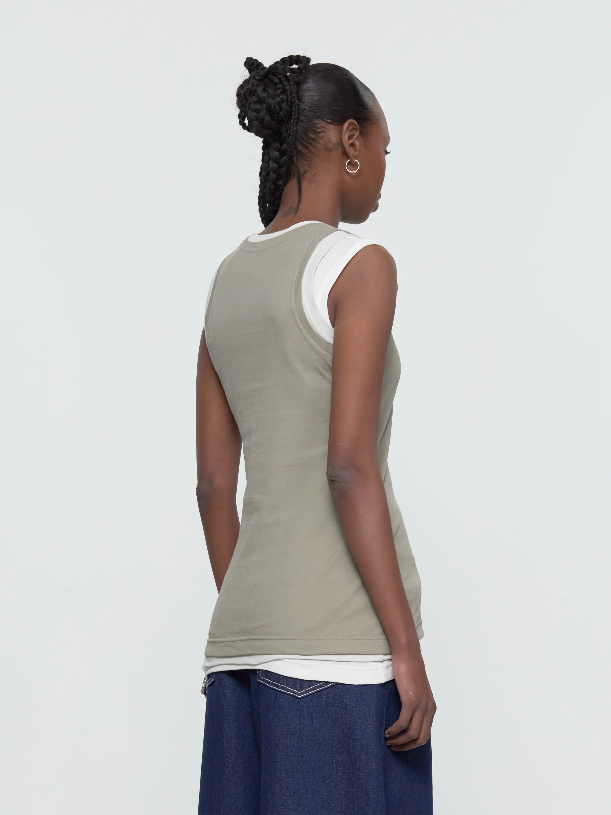 Set of Three Tank Tops in Olive - Image 3