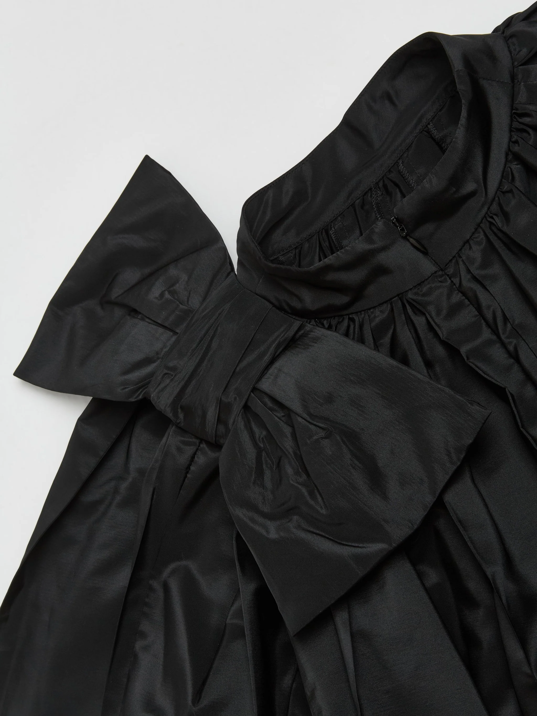 Short Pleated Cascade Cape Dress in Black - Image 3