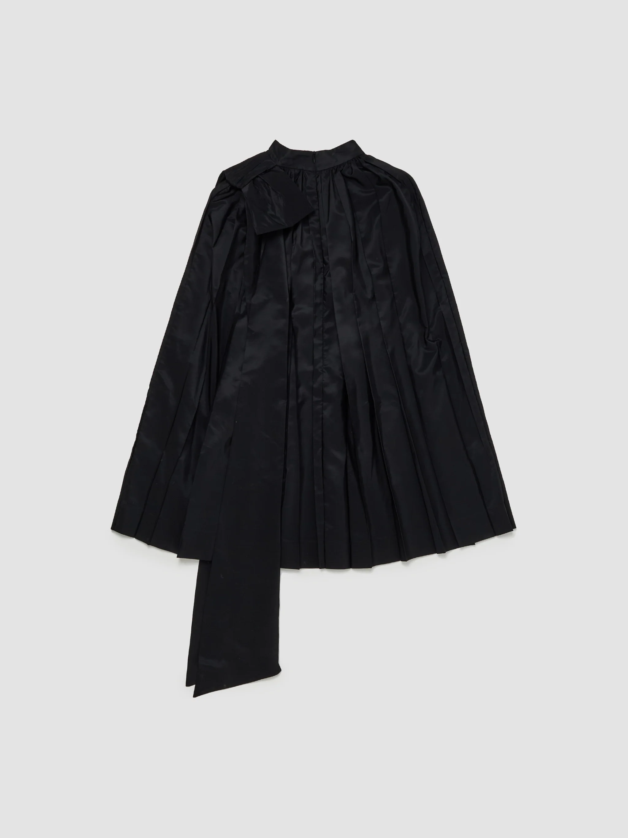 Short Pleated Cascade Cape Dress in Black - Image 4