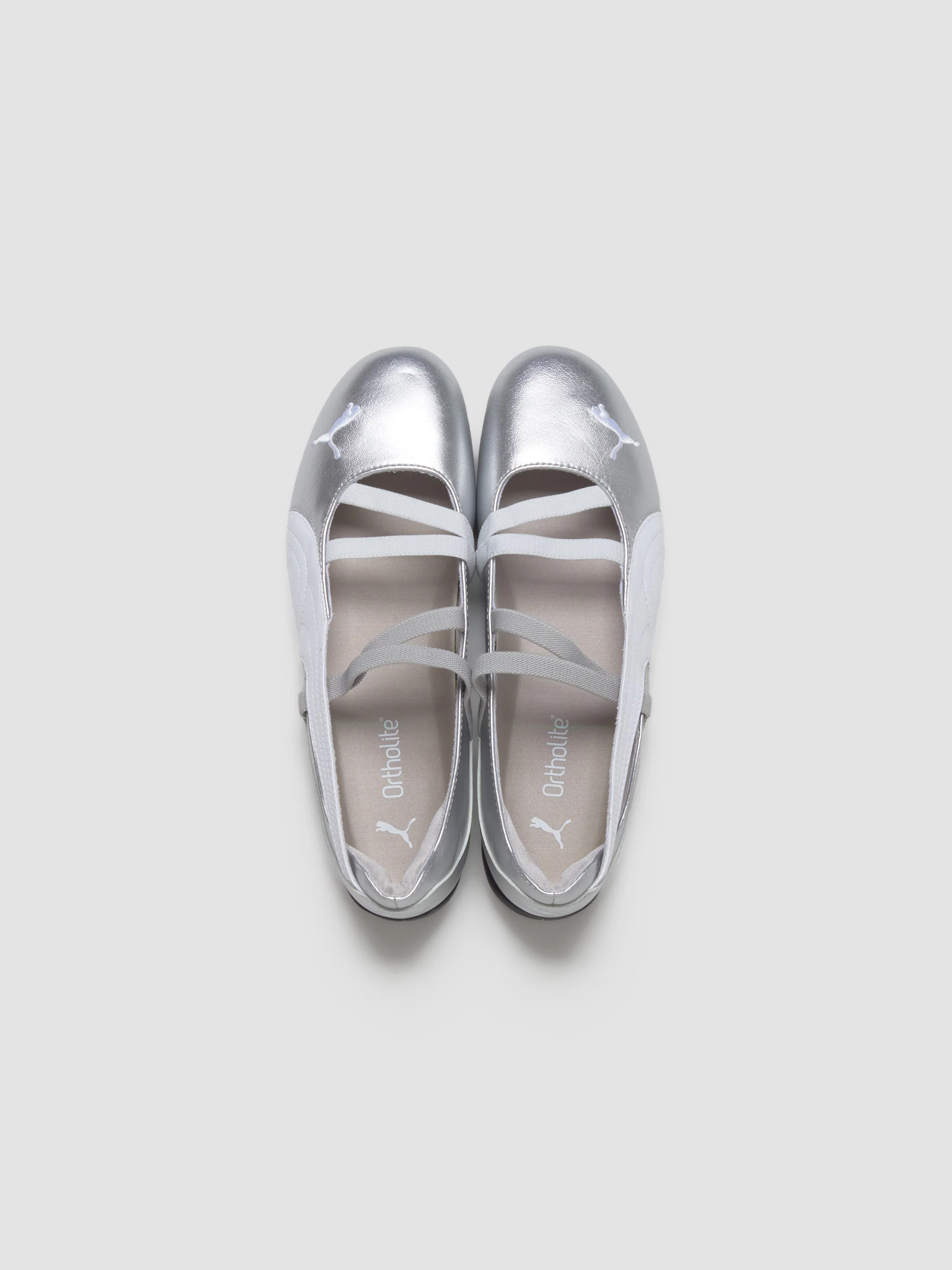 Speedcat Ballet Sneaker in Silver & White - Image 3