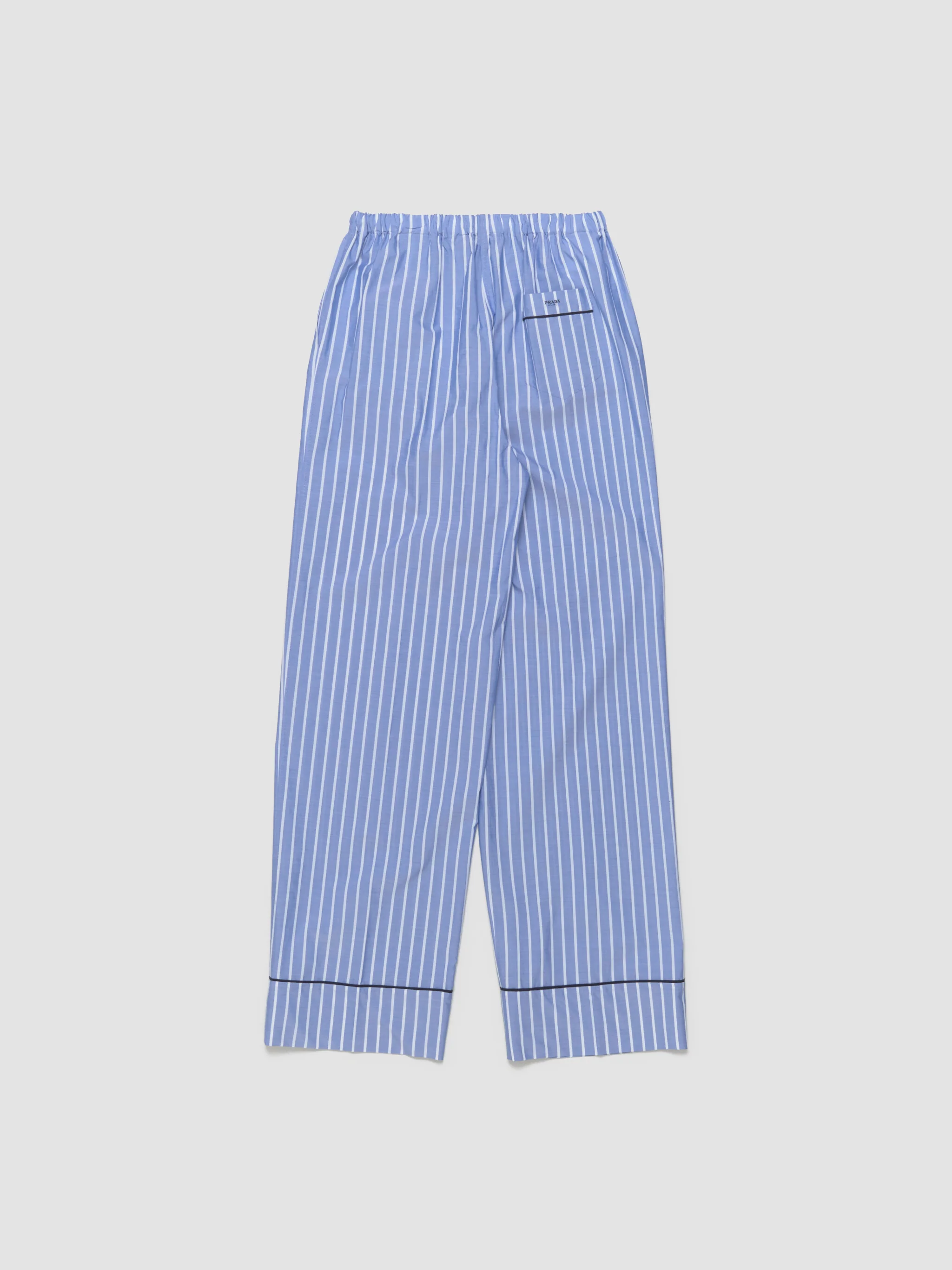 Striped Chambray Trousers in Sapphire Blue - Image 3