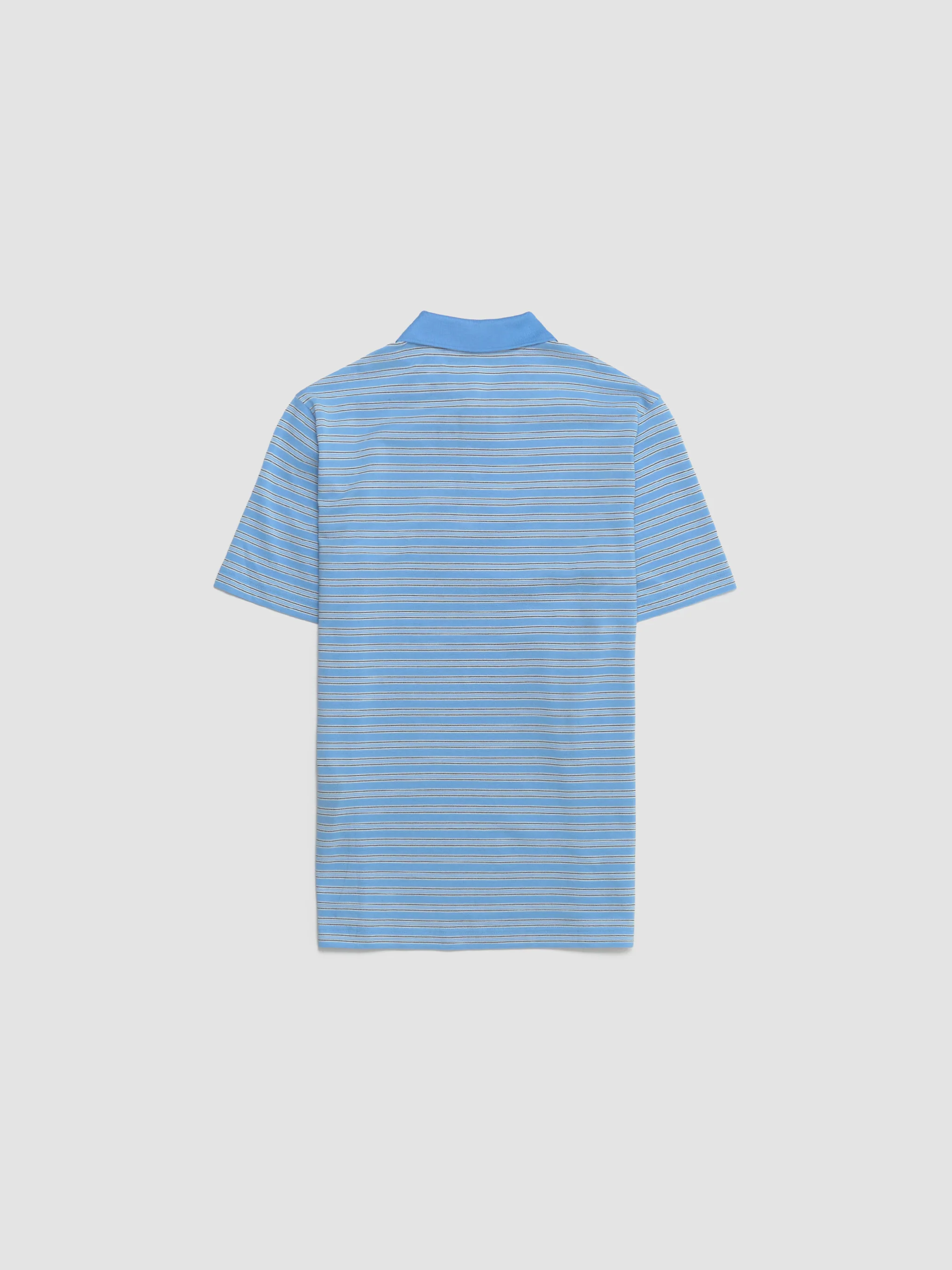 Striped Cotton Polo T-Shirt in Light Blue & Black - Image 7
