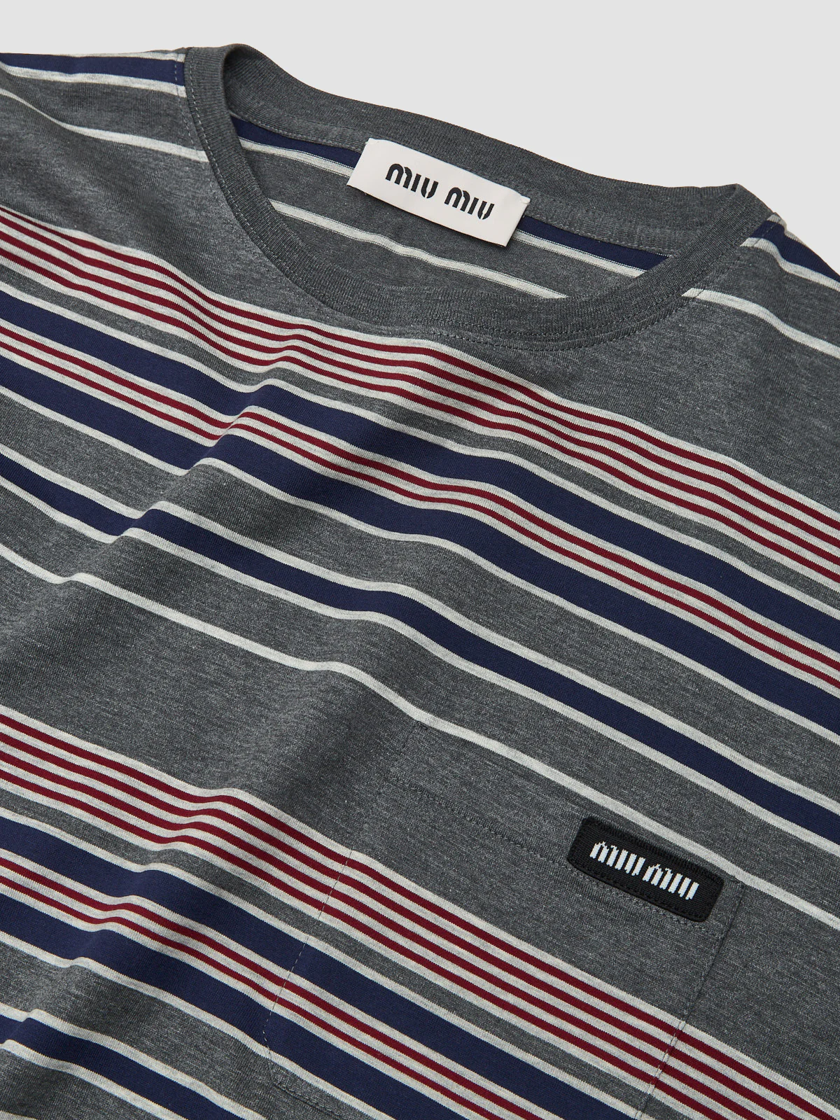 Striped Jersey T-Shirt in Grey & Blue - Image 2
