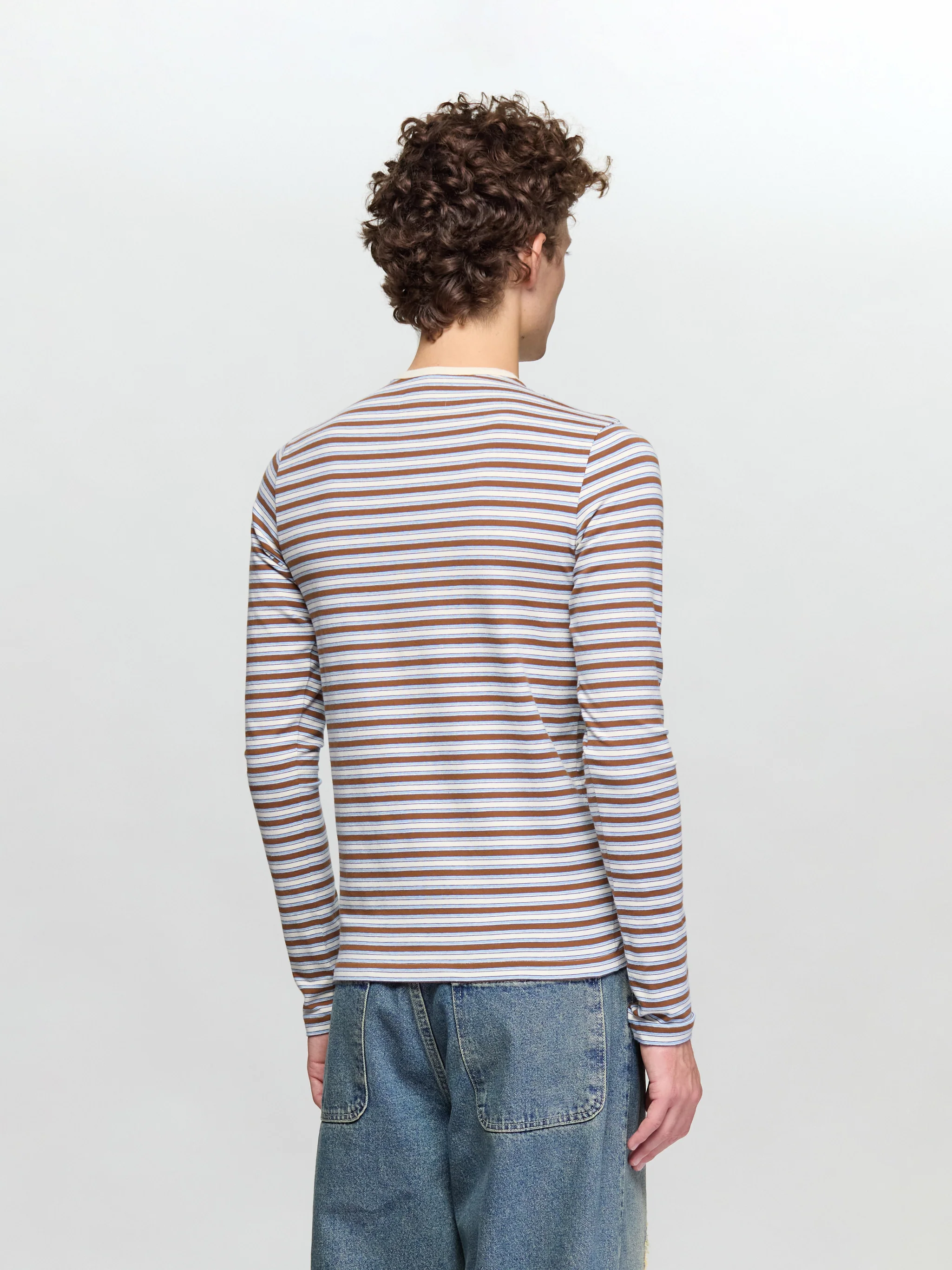 Striped Long Sleeve T-Shirt in Brown - Image 3