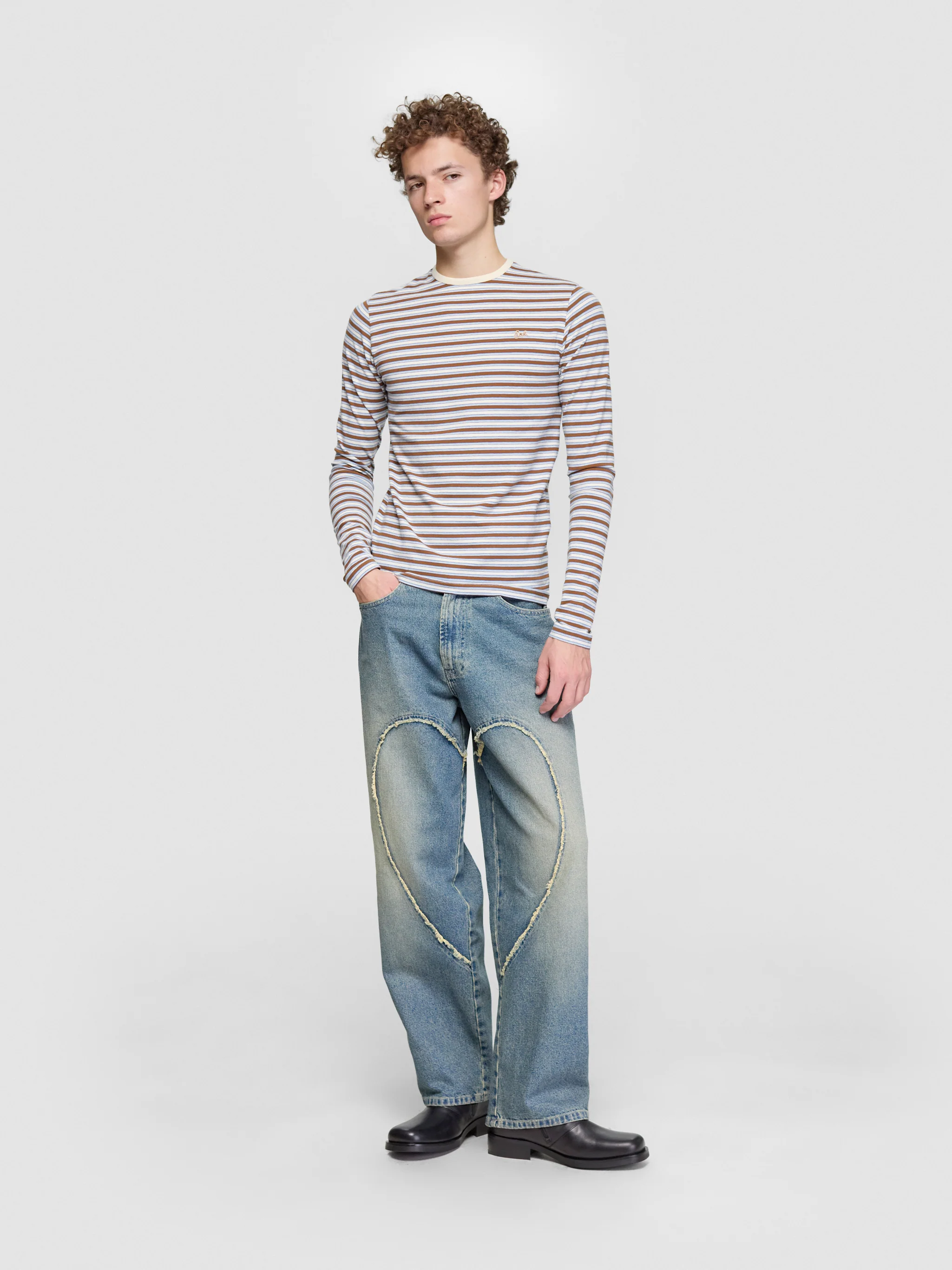 Striped Long Sleeve T-Shirt in Brown - Image 4