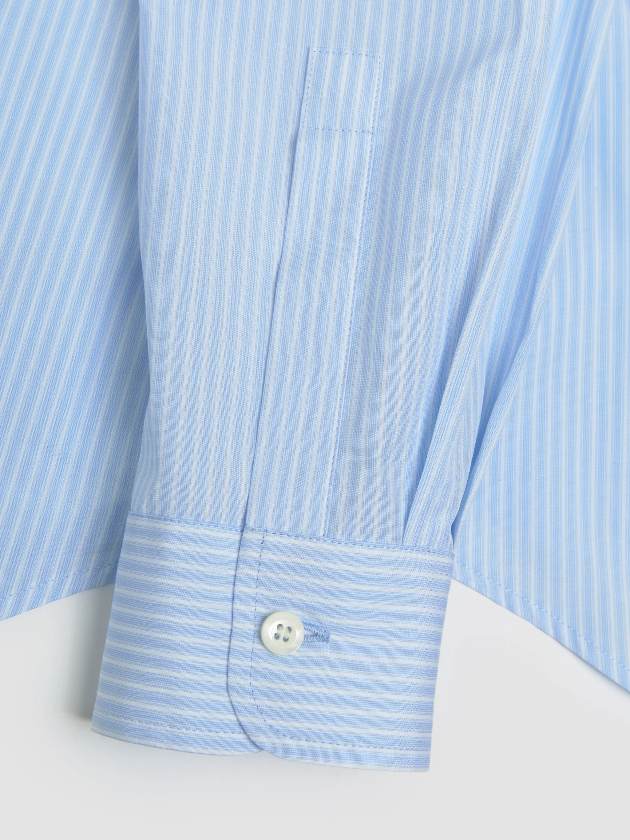 Striped Poplin Shirt in Sky Blue - Image 3