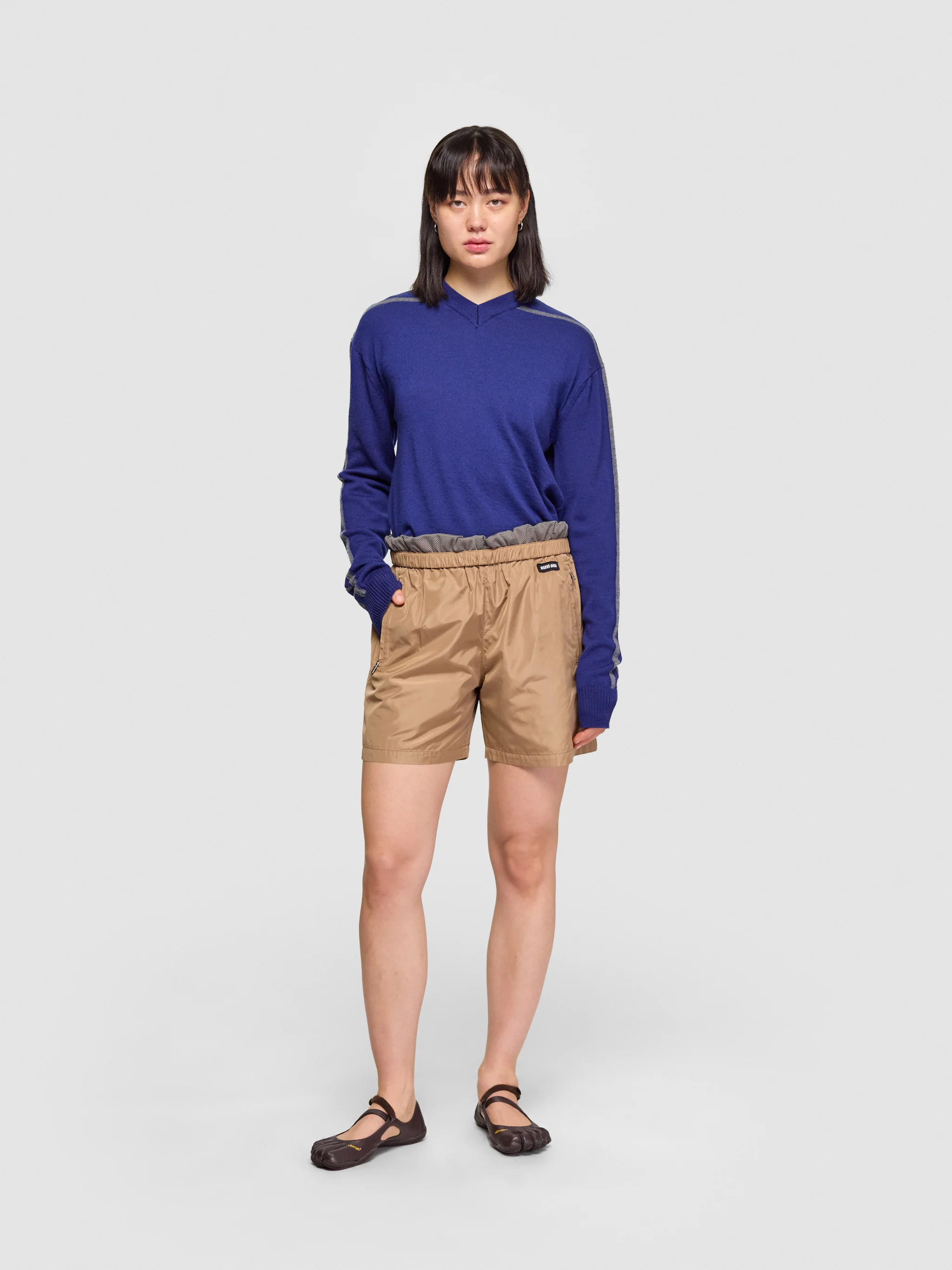 Technical Silk Bermudas in Sesame - Image 4