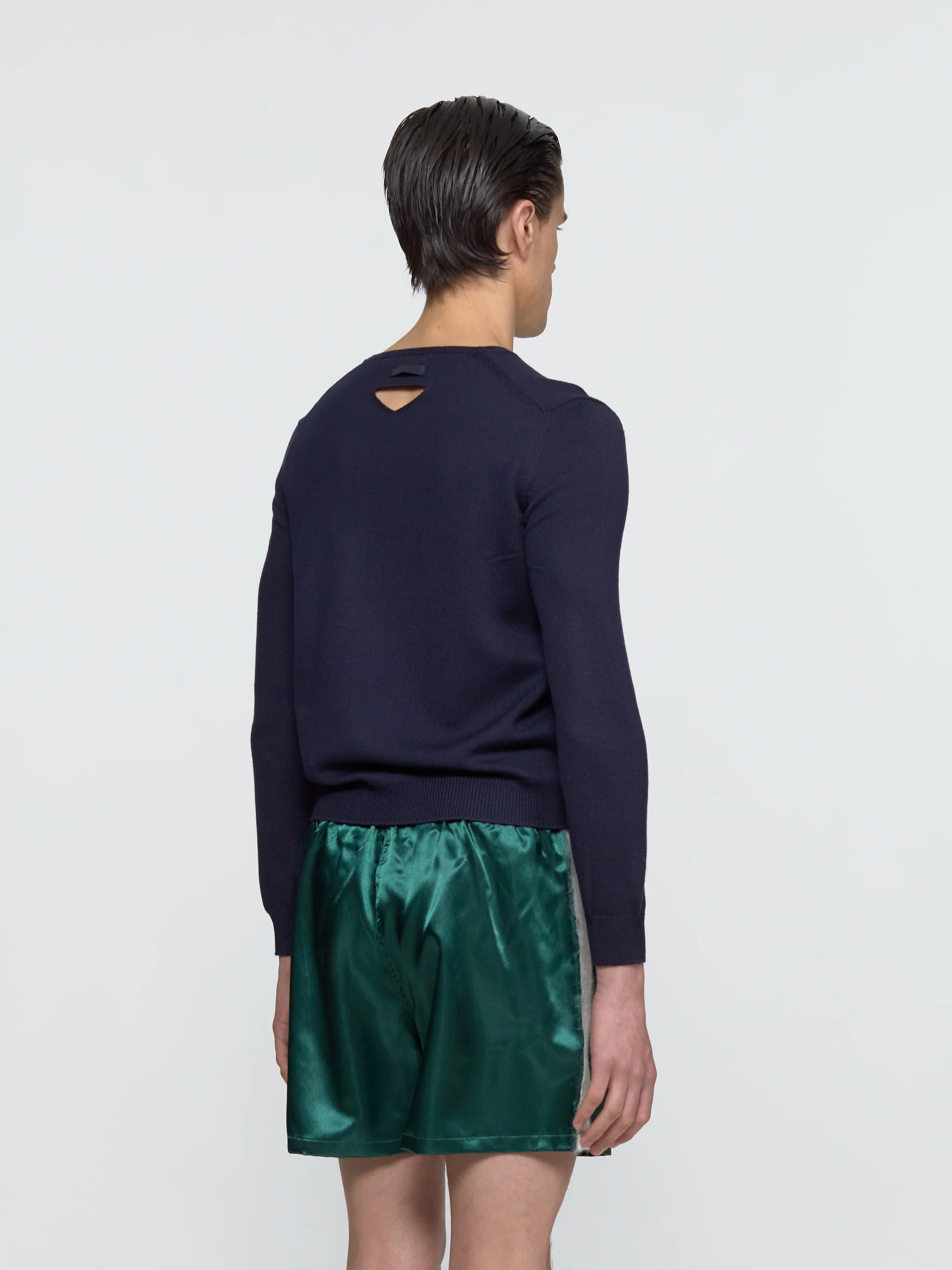 V-Neck Wool Sweater in Blue - Image 3