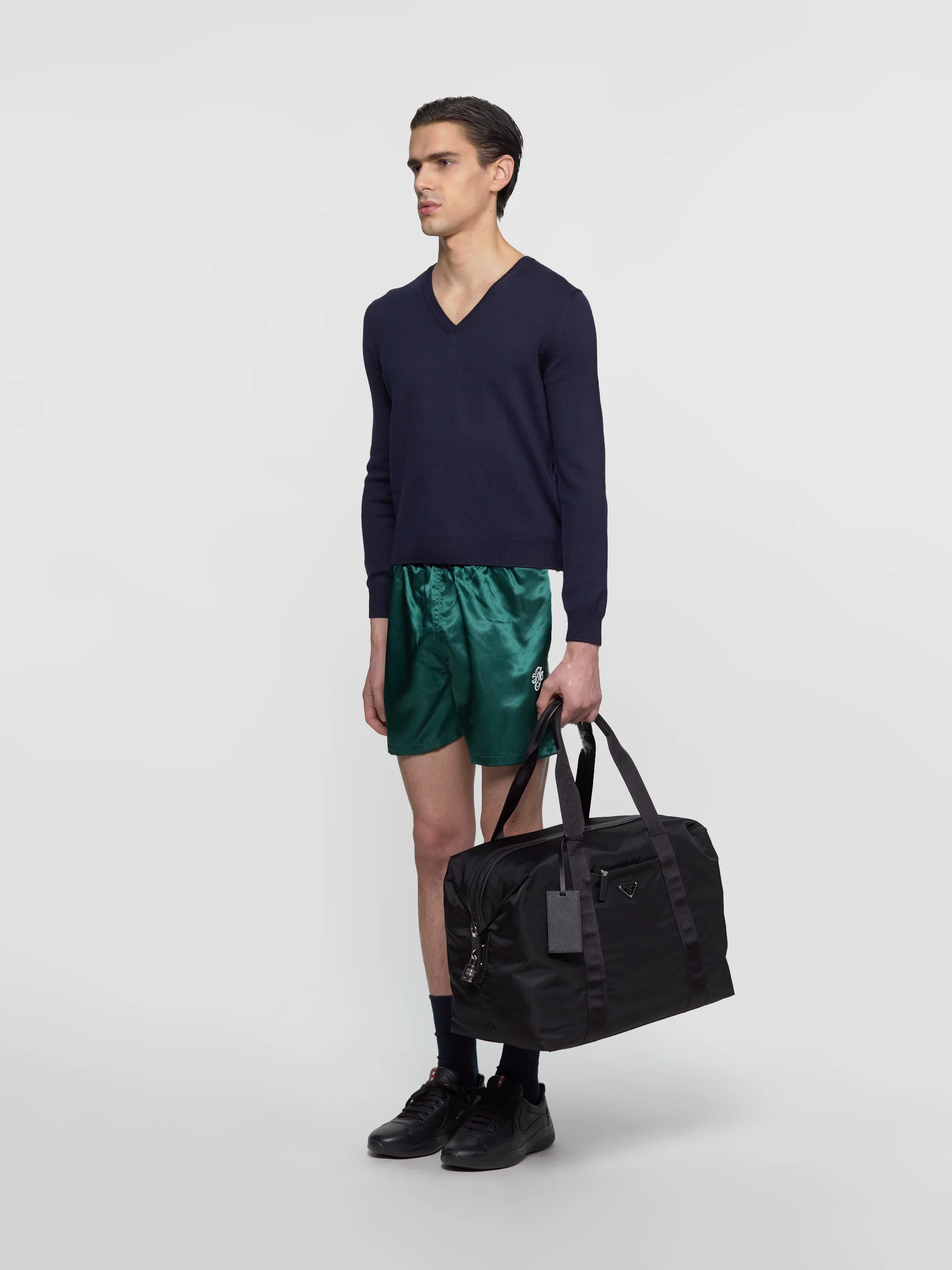 V-Neck Wool Sweater in Blue - Image 4