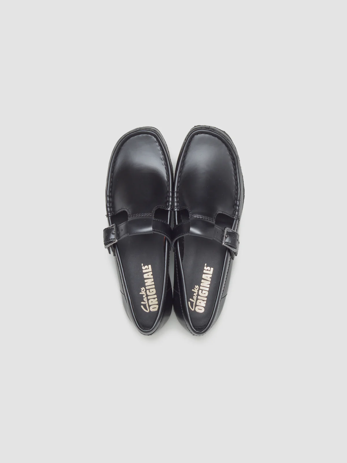Wallabee T Bar Shoes in Black Hi-Shine Leather - Image 3