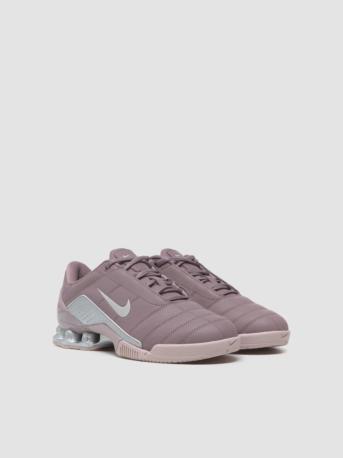 WMNS Total 90 Shox Magia Sneaker in Taupe Grey & Metallic Silver - Image 2