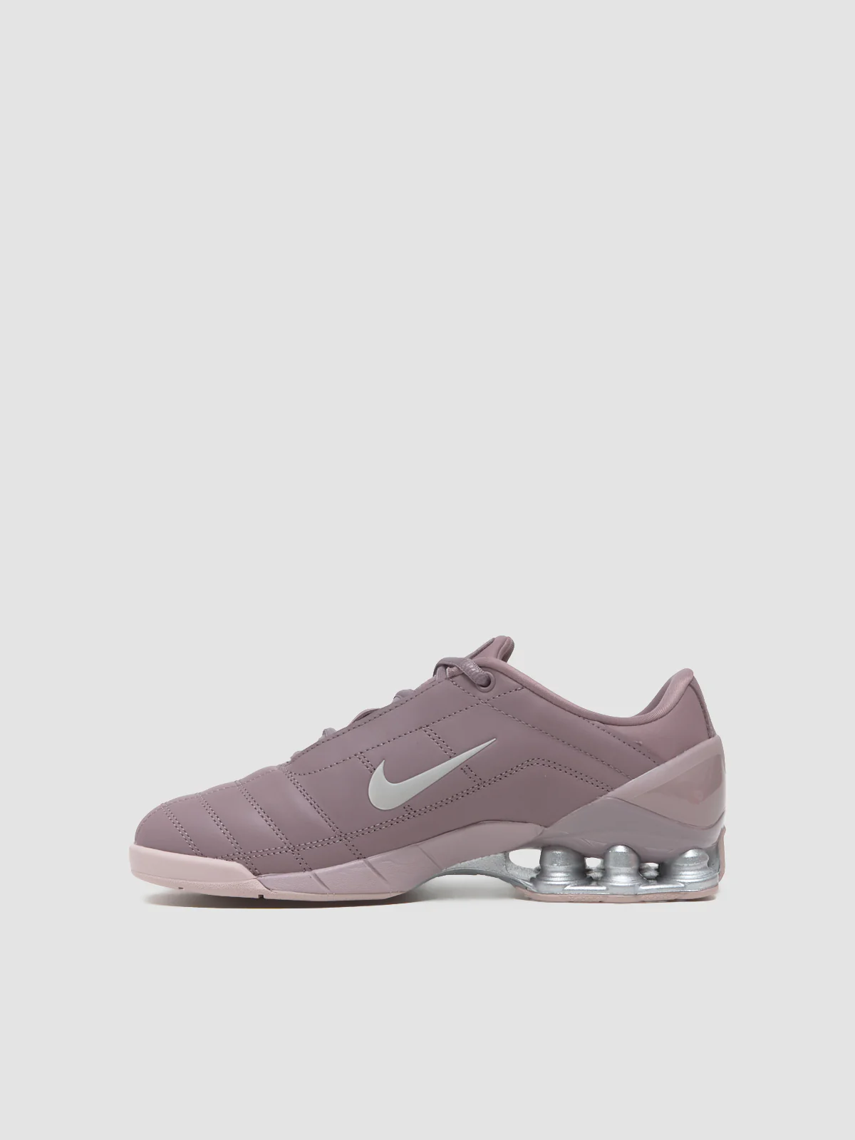 WMNS Total 90 Shox Magia Sneaker in Taupe Grey & Metallic Silver - Image 6