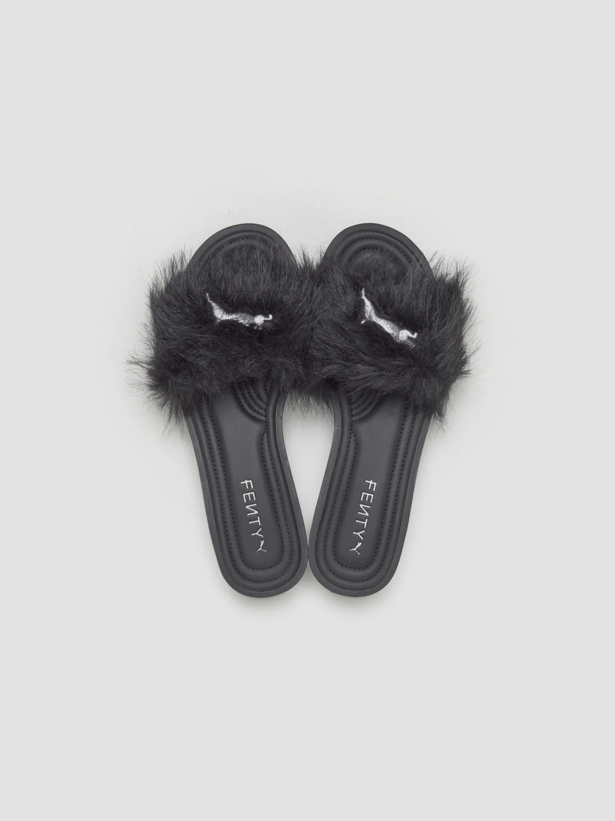 x FENTY WMNS Chic Fur Slide in Black & Silver - Image 3