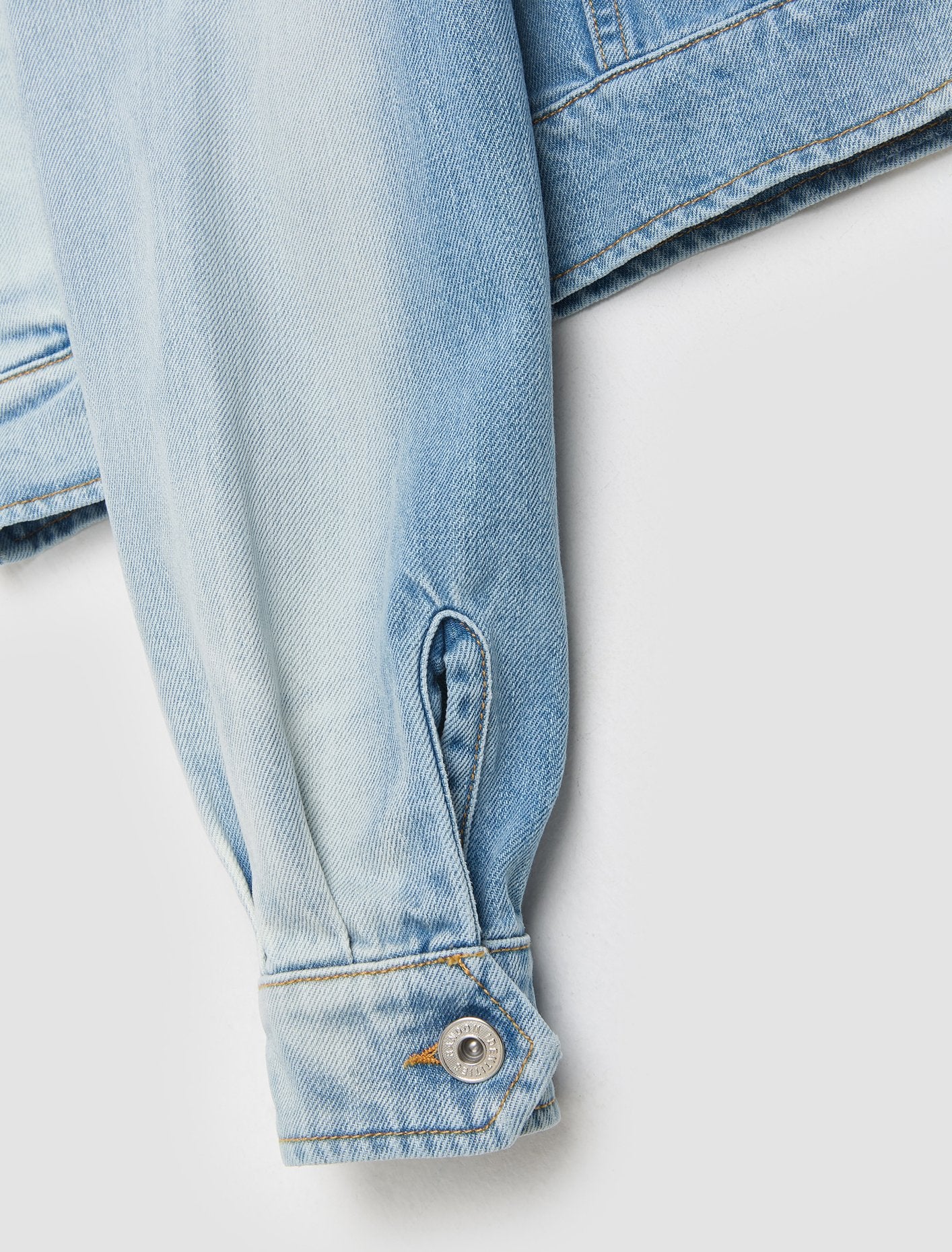 Zipped Woven Denim Jacket in Blue - Image 3