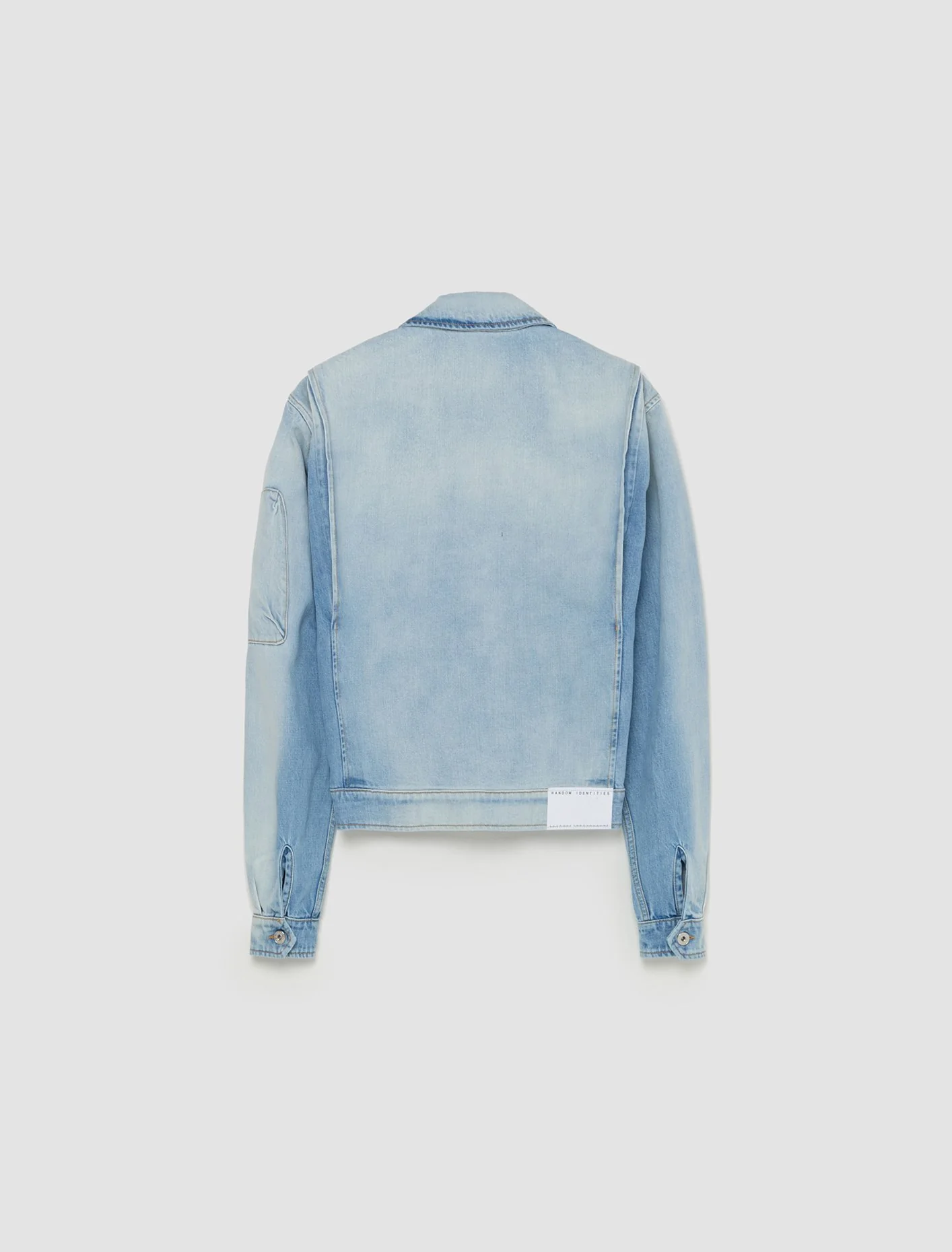 Zipped Woven Denim Jacket in Blue - Image 5
